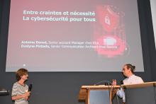 Dernier bloc: "Entre craintes et nécessité - la cybersécurité pour tous ". Duo avec Evelyne Pintado et Antoine Donzé