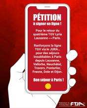 Signez et faites signer la pétition pour un retour du quatrième TGV Lausanne-Dijon-Paris. Lien dans l'article